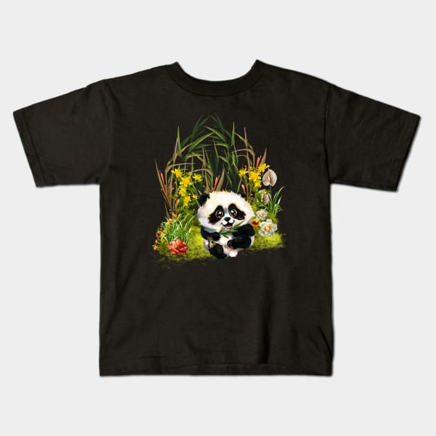 Cute little panda Kids T-Shirt by Nicky2342